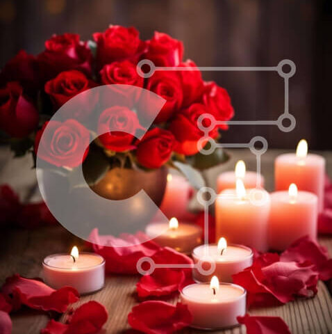 Intra Συλλεκτικό Ξύλινο Παζλ Plywood 4mm - Ρομαντικό στήσιμο τραπεζιού με κόκκινα τριαντάφυλλα και κεριά Σε Ξύλινο Κουτί - Διαστάσεις Puzzle: 10x10 cm – 25 κομμάτια - Image 1