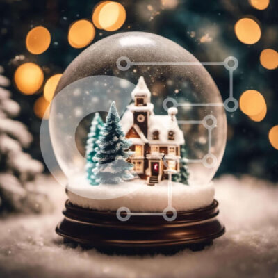 Intra Συλλεκτικό Ξύλινο Παζλ Plywood  4mm - Snow Globe με διακοσμημένο σπίτι σε χιονισμένο φόντο Σε Ξύλινο Κουτί - Διαστάσεις: 10x10 cm – 25 κομμάτια - Image 1