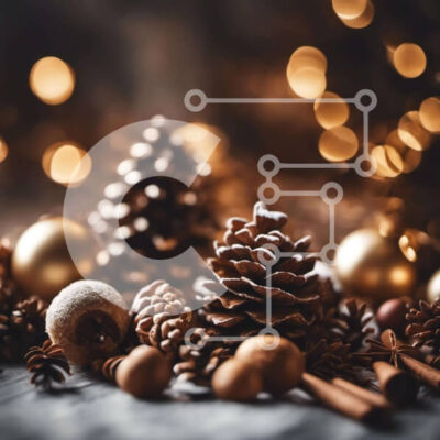 Intra Συλλεκτικό Ξύλινο Παζλ Plywood  4mm - Συλλογή Χριστουγεννιάτικων Διακοσμήσεων: κουκουνάρια, χρυσές μπάλες, ξυλάκια κανέλας Σε Ξύλινο Κουτί - Διαστάσεις: 10x10 cm – 25 κομμάτια - Image 1