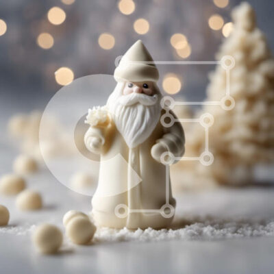 Intra Συλλεκτικό Ξύλινο Παζλ Plywood  4mm - Λευκό ειδώλιο Άγιου Βασίλη με στολίδι στο χιόνι Σε Ξύλινο Κουτί - Διαστάσεις: 10x10 cm – 25 κομμάτια - Image 1