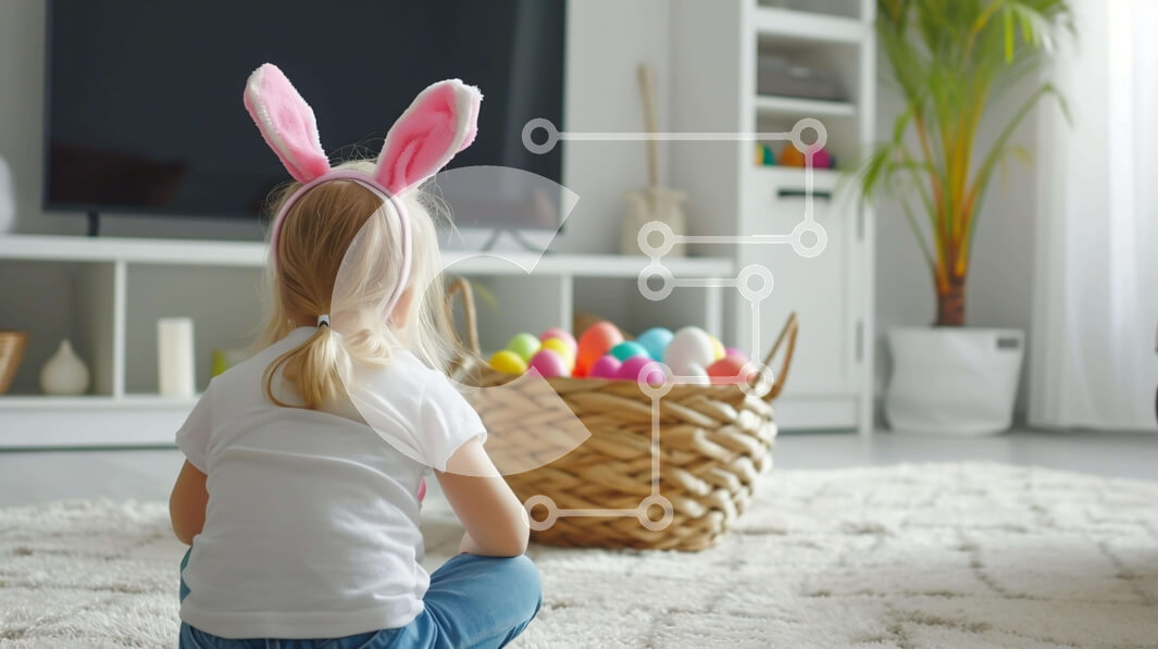 Intra Συλλεκτικό Ξύλινο Παζλ Plywood  4mm - Νεαρό κορίτσι με τα αυτιά λαγουδάκι και το πασχαλινό καλάθι Σε Ξύλινο Κουτί - Διαστάσεις: 10x10 cm – 25 κομμάτια