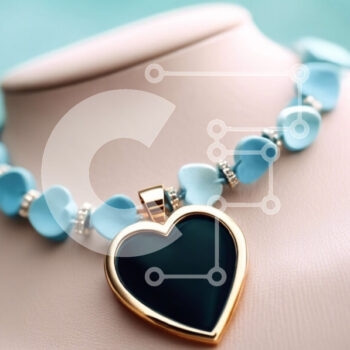 Intra Συλλεκτικό Ξύλινο Παζλ Plywood  4mm - Μπλε κολιέ σε σχήμα καρδιάς με χρυσές πινελιές Σε Ξύλινο Κουτί - Διαστάσεις Puzzle: 10x10 cm – 25 κομμάτια - Image 1