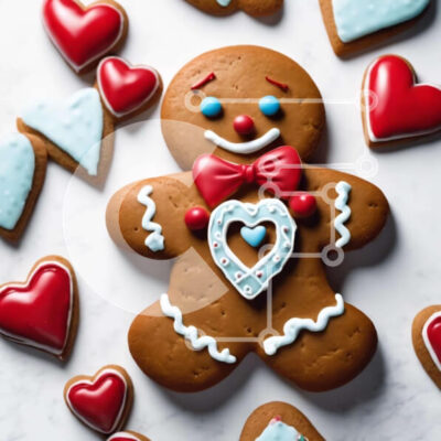 Intra Συλλεκτικό Ξύλινο Παζλ Plywood  4mm - Μπισκότα μελόψωμο με διακοσμητικά καρδιάς Σε Ξύλινο Κουτί - Διαστάσεις: 10x10 cm – 25 κομμάτια - Image 1