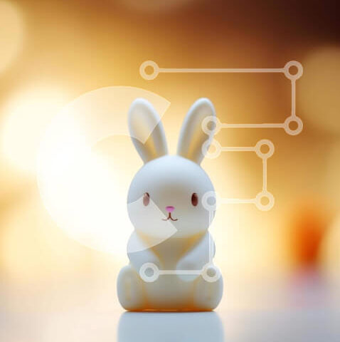 Intra Συλλεκτικό Ξύλινο Παζλ Plywood 4mm - Μικρό λευκό παιχνίδι λαγουδάκι στο τραπέζι με πορτοκαλί φόντο Σε Ξύλινο Κουτί - Διαστάσεις: 10x10 cm – 25 κομμάτια - Image 1