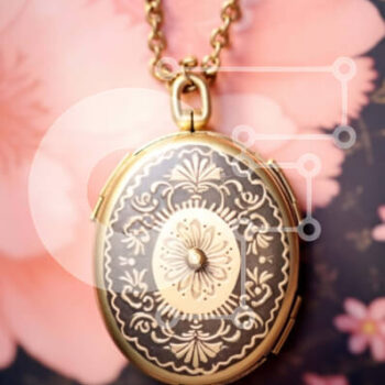 Intra Συλλεκτικό Ξύλινο Παζλ Plywood  4mm - Locket σε χρυσό τόνο σε ροζ και μωβ λουλουδένια σύνθεση Σε Ξύλινο Κουτί - Διαστάσεις Puzzle: 10x10 cm – 25 κομμάτια - Image 1