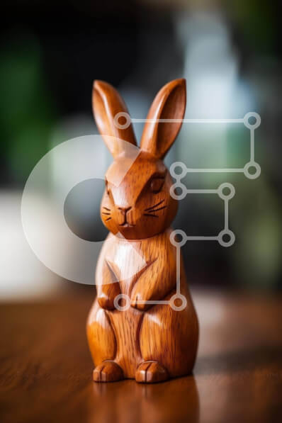 Intra Συλλεκτικό Ξύλινο Παζλ Plywood  4mm - Ξύλινο ειδώλιο λαγουδάκι σε ημιτελές ξύλινο τραπέζι Σε Ξύλινο Κουτί - Διαστάσεις: 10x10 cm – 25 κομμάτια