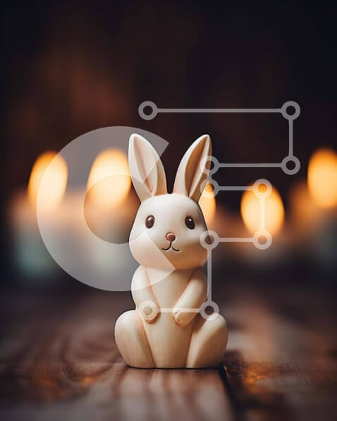 Intra Συλλεκτικό Ξύλινο Παζλ Plywood  4mm - Ειδώλιο λαγουδάκι του Πάσχα με κεριά στο φως των κεριών Σε Ξύλινο Κουτί - Διαστάσεις Puzzle: 10x10 cm – 25 κομμάτια