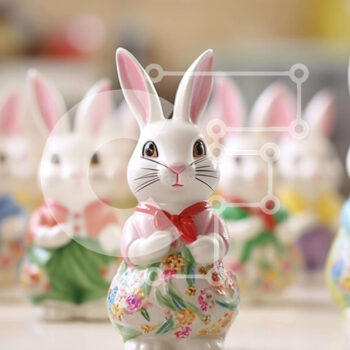 Intra Συλλεκτικό Ξύλινο Παζλ Plywood  4mm - Πολύχρωμο Πασχαλινό λαγουδάκι ειδώλια επίδειξης Σε Ξύλινο Κουτί - Διαστάσεις Puzzle: 10x10 cm – 25 κομμάτια - Image 1