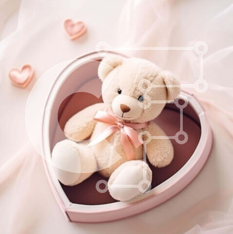 Intra Συλλεκτικό Ξύλινο Παζλ Plywood 4mm - Αρκουδάκι σε κουτί σε σχήμα καρδιάς Σε Ξύλινο Κουτί - Διαστάσεις Puzzle: 10x10 cm – 25 κομμάτια - Image 1