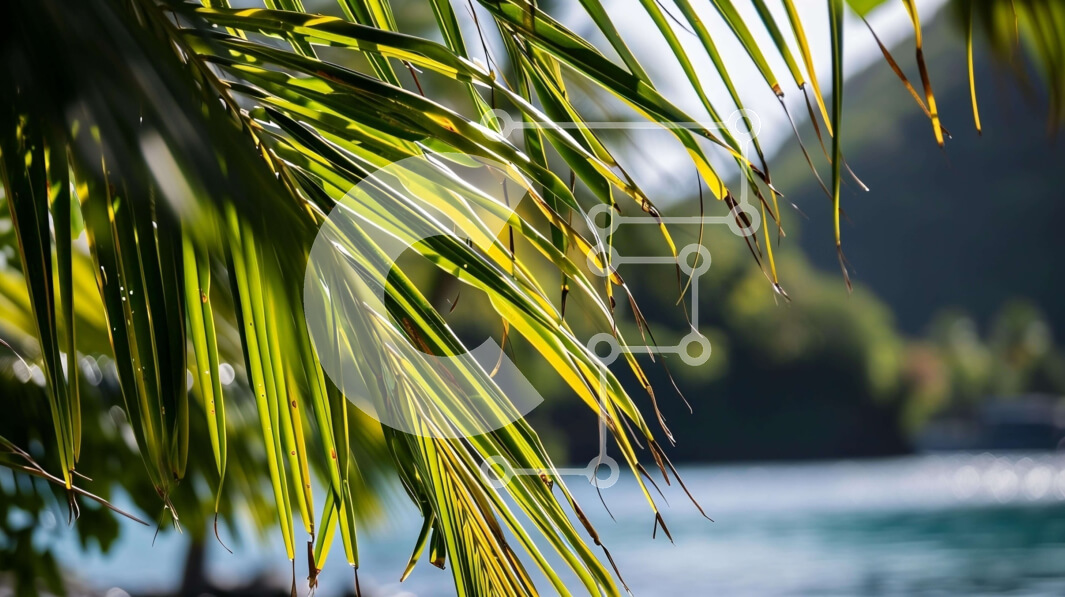 Intra Συλλεκτικό Ξύλινο Παζλ Plywood  4mm - Κοντινό πλάνο των φοινίκων δίπλα στο νερό Σε Ξύλινο Κουτί - Διαστάσεις: 10x10 cm – 25 κομμάτια