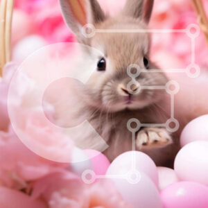 Intra Συλλεκτικό Ξύλινο Παζλ Plywood  4mm - Πασχαλινό λαγουδάκι με ροζ και άσπρα αυγά Σε Ξύλινο Κουτί - Διαστάσεις Puzzle: 10x10 cm – 25 κομμάτια