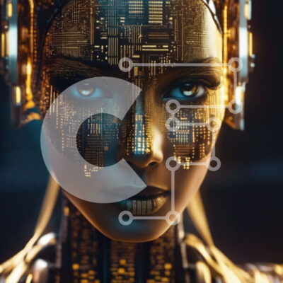 Intra Συλλεκτικό Ξύλινο Παζλ Plywood  4mm - Φουτουριστικό ρομποτικό πρόσωπο με μοτίβα κυκλωμάτων Σε Ξύλινο Κουτί - Διαστάσεις Puzzle: 10x10 cm – 25 κομμάτια - Image 1