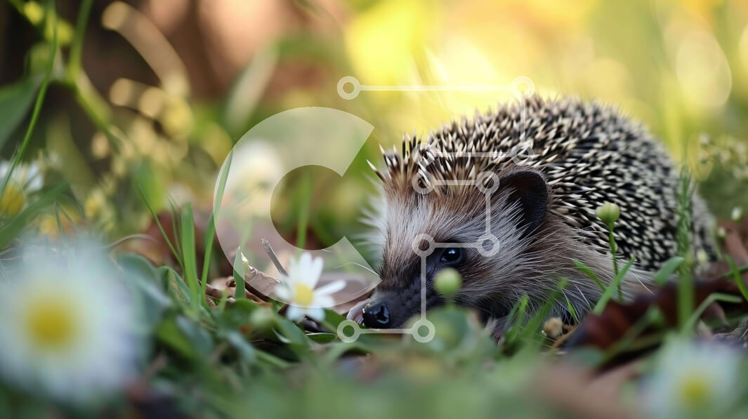 Intra Συλλεκτικό Ξύλινο Παζλ Plywood  4mm - Χαριτωμένος σκαντζόχοιρος στο γρασίδι με λουλούδια Σε Ξύλινο Κουτί - Διαστάσεις: 10x10 cm – 25 κομμάτια