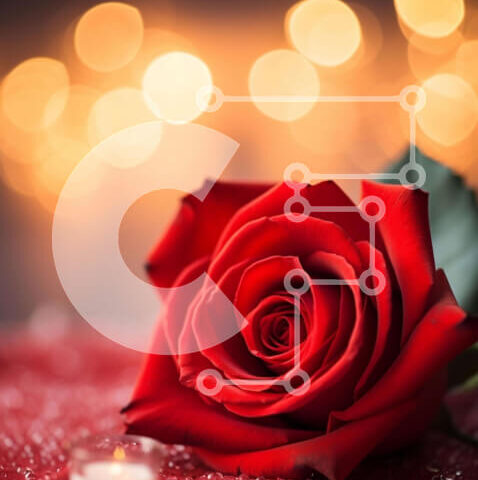 Intra Συλλεκτικό Ξύλινο Παζλ Plywood  4mm - Μονό κόκκινο τριαντάφυλλο με κερί στο τραπέζι Σε Ξύλινο Κουτί - Διαστάσεις Puzzle: 10x10 cm – 25 κομμάτια - Image 1