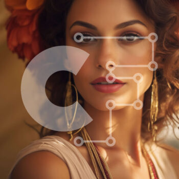 Intra Συλλεκτικό Ξύλινο Παζλ Plywood  4mm - Όμορφη γυναίκα με πορτοκαλί λουλούδι και χρυσά σκουλαρίκια Σε Ξύλινο Κουτί - Διαστάσεις Puzzle: 10x10 cm – 25 κομμάτια - Image 1