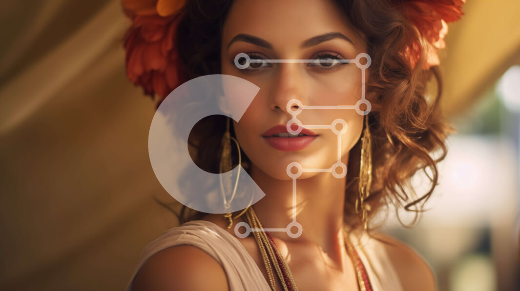 Intra Συλλεκτικό Ξύλινο Παζλ Plywood  4mm - Όμορφη γυναίκα με πορτοκαλί λουλούδι και χρυσά σκουλαρίκια Σε Ξύλινο Κουτί - Διαστάσεις Puzzle: 10x10 cm – 25 κομμάτια