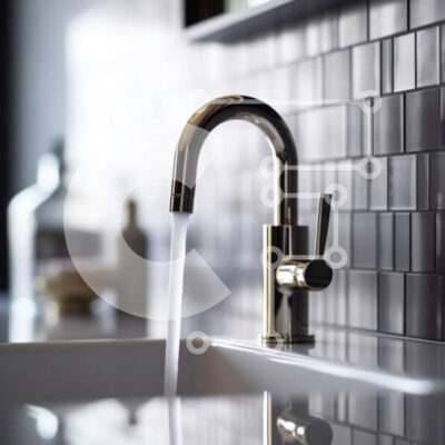 Intra Συλλεκτικό Ξύλινο Παζλ Plywood  4mm - Κομψός νιπτήρας μπάνιου με βρύση χρωμίου και μαρμάρινο πάγκο Σε Ξύλινο Κουτί - Διαστάσεις Puzzle: 10x10 cm – 25 κομμάτια - Image 1