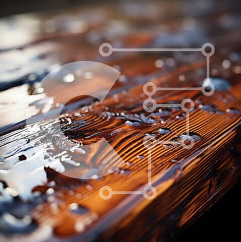 Intra Συλλεκτικό Ξύλινο Παζλ Plywood  4mm - Κοντινό πλάνο του ξύλινου τραπεζιού με σταγονίδια νερού Σε Ξύλινο Κουτί - Διαστάσεις Puzzle: 10x10 cm – 25 κομμάτια - Image 1