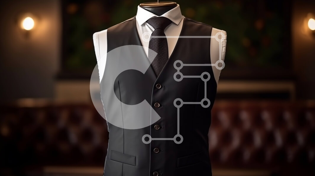 Intra Συλλεκτικό Ξύλινο Παζλ Plywood  4mm - Μαύρο γιλέκο με λευκό πουκάμισο και μαύρη γραβάτα Σε Ξύλινο Κουτί - Διαστάσεις Puzzle: 10x10 cm – 25 κομμάτια