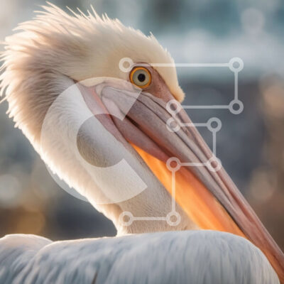 Intra Συλλεκτικό Ξύλινο Παζλ Plywood  4mm - Κοντινό πλάνο του κεφαλιού ενός πελεκάνου με ανοιχτό ράμφος και κλειστά μάτια Σε Ξύλινο Κουτί - Διαστάσεις: 10x10 cm – 25 κομμάτια - Image 1