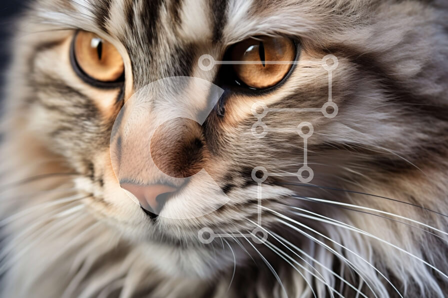 Intra Συλλεκτικό Ξύλινο Παζλ Plywood  4mm - Όμορφη κοντινή εικόνα μιας μακρυμάλλης γάτας Σε Ξύλινο Κουτί - Διαστάσεις: 10x10 cm – 25 κομμάτια