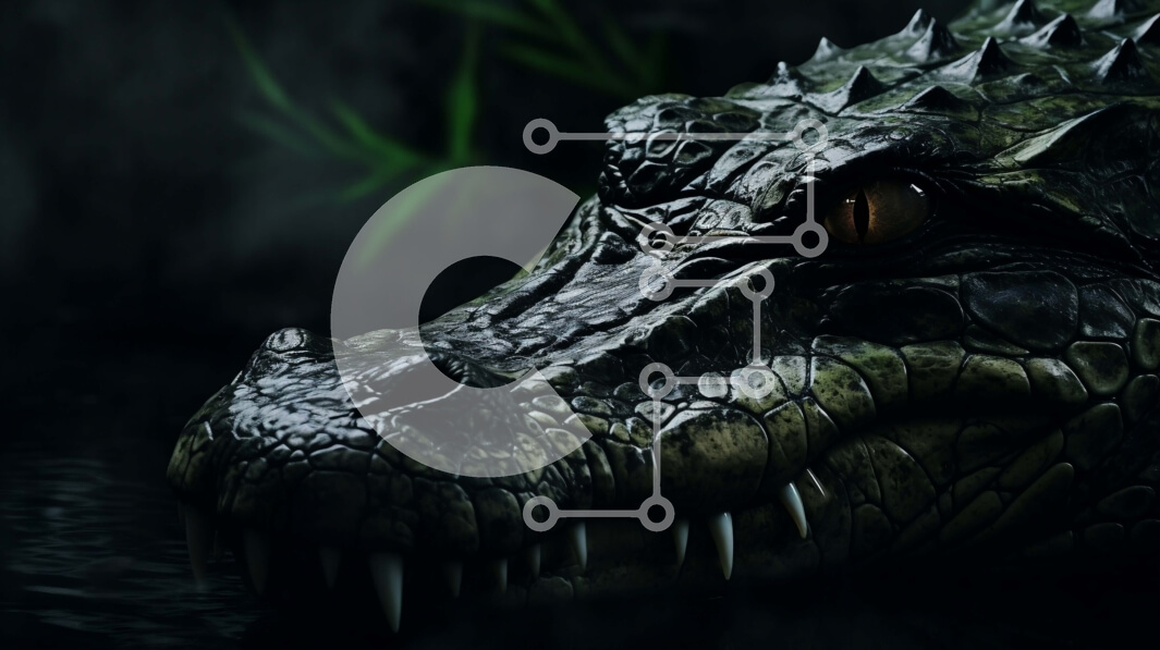 Intra Συλλεκτικό Ξύλινο Παζλ Plywood  4mm - Κοντινό πλάνο του κεφαλιού ενός αλιγάτορα στο νερό Σε Ξύλινο Κουτί - Διαστάσεις: 10x10 cm – 25 κομμάτια