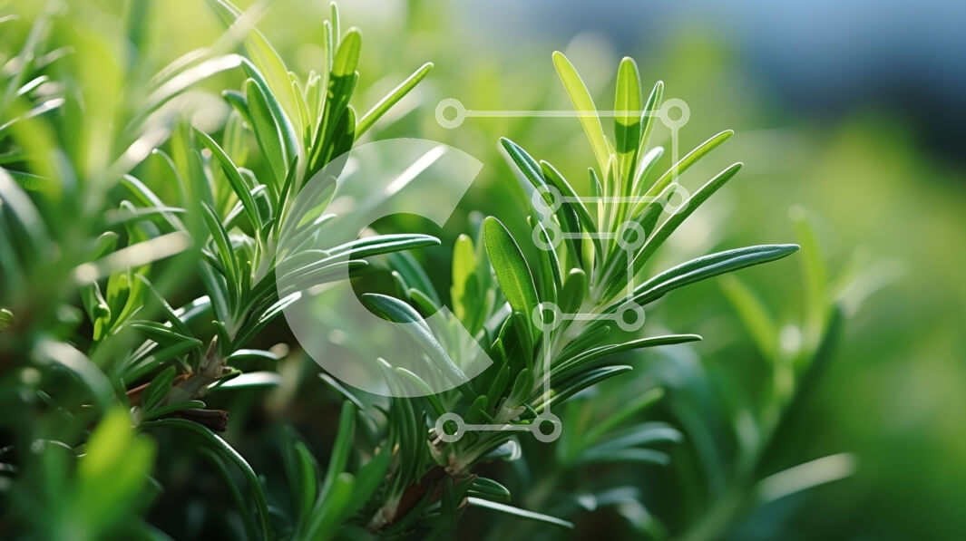 Intra Συλλεκτικό Ξύλινο Παζλ Plywood  4mm - Κοντινό πλάνο του φυτού δεντρολίβανου με πράσινα φύλλα και λευκά λουλούδια Σε Ξύλινο Κουτί - Διαστάσεις: 10x10 cm – 25 κομμάτια