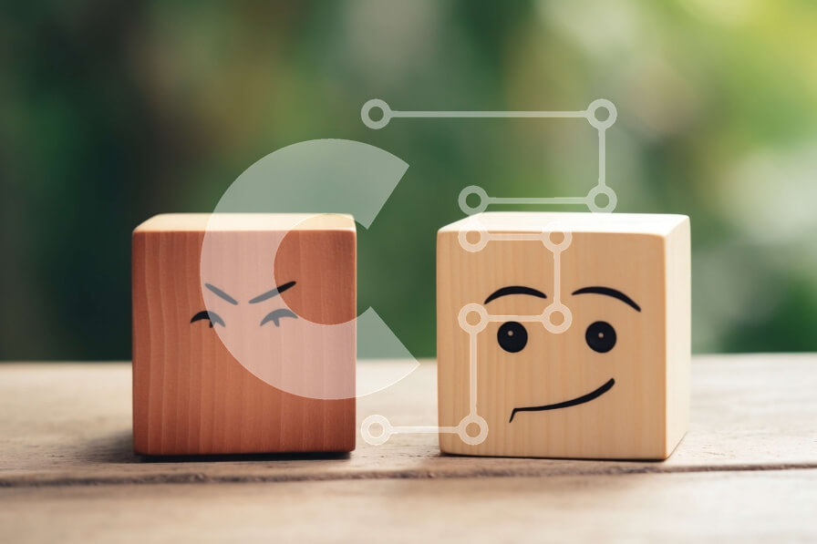 Intra Συλλεκτικό Ξύλινο Παζλ Plywood  4mm - Ξύλινοι μπλοκ με χαμογελαστά και συνοφρυωμένα πρόσωπα Σε Ξύλινο Κουτί - Διαστάσεις: 10x10 cm – 25 κομμάτια