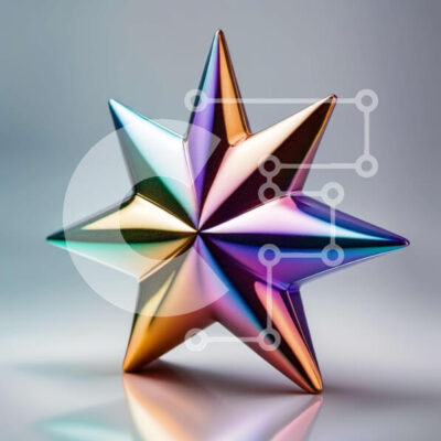 Intra Συλλεκτικό Ξύλινο Παζλ Plywood  4mm - Εκπληκτική εικόνα ενός πολύχρωμου μεταλλικού αντικειμένου σε σχήμα αστεριού Σε Ξύλινο Κουτί - Διαστάσεις: 10x10 cm – 25 κομμάτια - Image 1