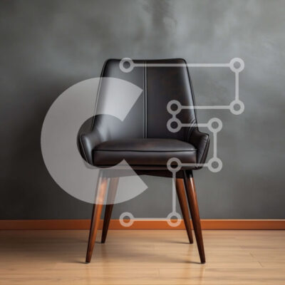 Intra Συλλεκτικό Ξύλινο Παζλ Plywood  4mm - Μαύρη δερμάτινη καρέκλα με ξύλινο σκελετό και πόδια Σε Ξύλινο Κουτί - Διαστάσεις Puzzle: 10x10 cm – 25 κομμάτια - Image 1