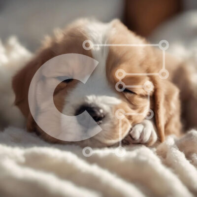 Intra Συλλεκτικό Ξύλινο Παζλ Plywood  4mm - Χαριτωμένο κουτάβι που κοιμάται σε μια κουβέρτα Σε Ξύλινο Κουτί - Διαστάσεις: 10x10 cm – 25 κομμάτια - Image 1