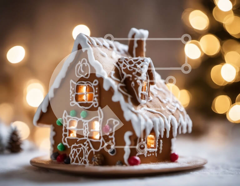 Intra Συλλεκτικό Ξύλινο Παζλ Plywood  4mm - Gingerbread House with Frosting and Lights Σε Ξύλινο Κουτί - Διαστάσεις: 10x10 cm – 25 κομμάτια