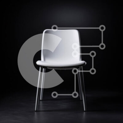 Intra Συλλεκτικό Ξύλινο Παζλ Plywood  4mm - Μινιμαλιστική λευκή καρέκλα σε σκούρο φόντο Σε Ξύλινο Κουτί - Διαστάσεις Puzzle: 10x10 cm – 25 κομμάτια - Image 1