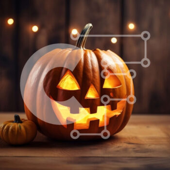 Intra Συλλεκτικό Ξύλινο Παζλ Plywood  4mm - Σκαλιστές κολοκύθες σε ξύλινο τραπέζι για αποκριάτικες διακοσμήσεις Σε Ξύλινο Κουτί - Διαστάσεις Puzzle: 10x10 cm – 25 κομμάτια - Image 1