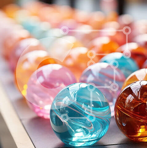 Intra Συλλεκτικό Ξύλινο Παζλ Plywood  4mm - Ζωντανή εικόνα από πολύχρωμα γυάλινα μάρμαρα Σε Ξύλινο Κουτί - Διαστάσεις: 10x10 cm – 25 κομμάτια - Image 1