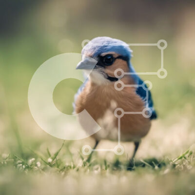 Intra Συλλεκτικό Ξύλινο Παζλ Plywood 4mm - Μπλε πουλί στην πράσινη χλόη Σε Ξύλινο Κουτί - Διαστάσεις: 10x10 cm – 25 κομμάτια - Image 1