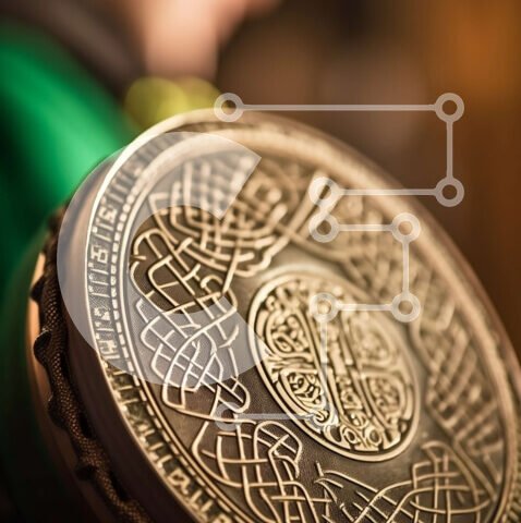 Intra Συλλεκτικό Ξύλινο Παζλ Plywood  4mm - Κοντινή λήψη του παραδοσιακού ιρλανδικού Bodhran με σχέδιο Celtic Knotwork Σε Ξύλινο Κουτί - Διαστάσεις Puzzle: 10x10 cm – 25 κομμάτια - Image 1