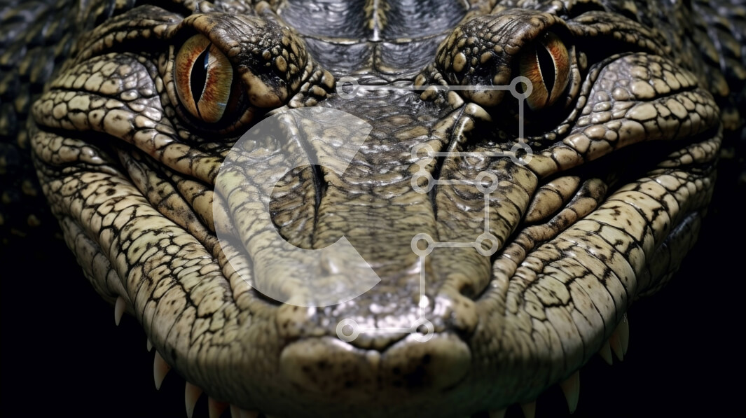 Intra Συλλεκτικό Ξύλινο Παζλ Plywood  4mm - Κοντινή φωτογραφία του κεφαλιού του αλιγάτορα με ανοιχτό στόμα και ορατά αιχμηρά δόντια Σε Ξύλινο Κουτί - Διαστάσεις: 10x10 cm – 25 κομμάτια