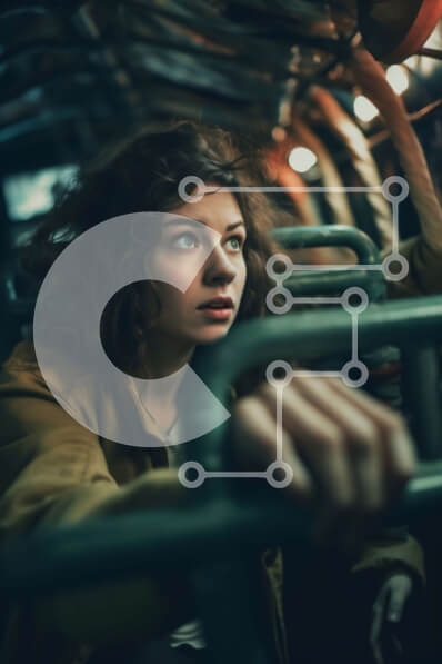 Intra Συλλεκτικό Ξύλινο Παζλ Plywood  4mm - Πορτρέτο μιας νεαρής γυναίκας σε ένα λεωφορείο που κοιτάζει έξω από το παράθυρο Σε Ξύλινο Κουτί - Διαστάσεις Puzzle: 10x10 cm – 25 κομμάτια