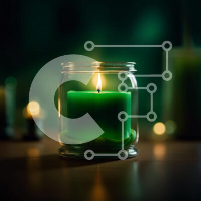 Intra Συλλεκτικό Ξύλινο Παζλ Plywood  4mm - Όμορφη εικόνα πράσινου κεριού σε γυάλινο βάζο σε ξύλινο τραπέζι Σε Ξύλινο Κουτί - Διαστάσεις: 10x10 cm – 25 κομμάτια - Image 1