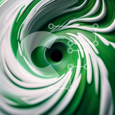 Intra Συλλεκτικό Ξύλινο Παζλ Plywood 4mm - Αφηρημένη εικόνα μιας πράσινης και λευκής περιστρεφόμενης δίνης Σε Ξύλινο Κουτί - Διαστάσεις Puzzle: 10x10 cm – 25 κομμάτια - Image 1