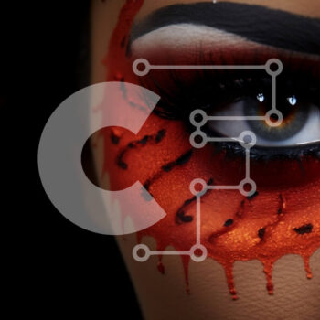 Intra Συλλεκτικό Ξύλινο Παζλ Plywood  4mm - Γυναίκα με κόκκινο και πορτοκαλί μακιγιάζ στα μάτια της Σε Ξύλινο Κουτί - Διαστάσεις Puzzle: 10x10 cm – 25 κομμάτια - Image 1