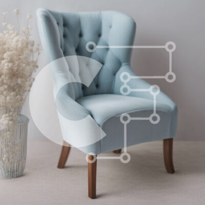 Intra Συλλεκτικό Ξύλινο Παζλ Plywood  4mm - Άνετη μπλε καρέκλα με λευκά λουλούδια Σε Ξύλινο Κουτί - Διαστάσεις Puzzle: 10x10 cm – 25 κομμάτια - Image 1