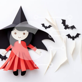 Intra Συλλεκτικό Ξύλινο Παζλ Plywood  4mm - Χαρτί κομμένη μάγισσα με νυχτερίδες Σε Ξύλινο Κουτί - Διαστάσεις Puzzle: 10x10 cm – 25 κομμάτια - Image 1