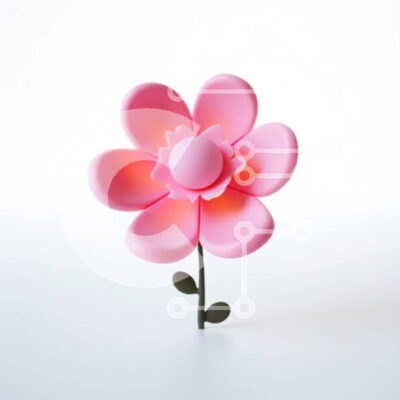 Intra Συλλεκτικό Ξύλινο Παζλ Plywood  4mm - Ροζ πλαστικό λουλούδι σε λευκή επιφάνεια Σε Ξύλινο Κουτί - Διαστάσεις: 10x10 cm – 25 κομμάτια - Image 1