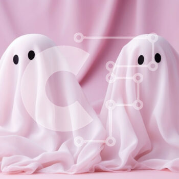 Intra Συλλεκτικό Ξύλινο Παζλ Plywood  4mm - Δύο φαντάσματα σε ροζ φόντο Σε Ξύλινο Κουτί - Διαστάσεις Puzzle: 10x10 cm – 25 κομμάτια - Image 1