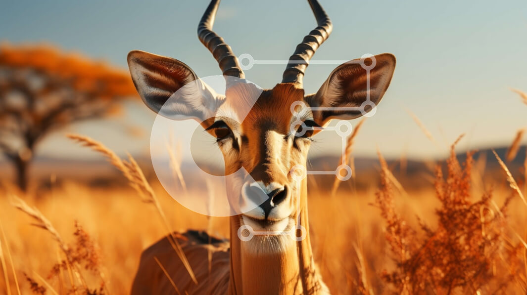 Intra Συλλεκτικό Ξύλινο Παζλ Plywood  4mm - Εκπληκτική εικόνα ενός αρσενικού Impala σε ένα χρυσό ηλιοβασίλεμα Σε Ξύλινο Κουτί - Διαστάσεις: 10x10 cm – 25 κομμάτια