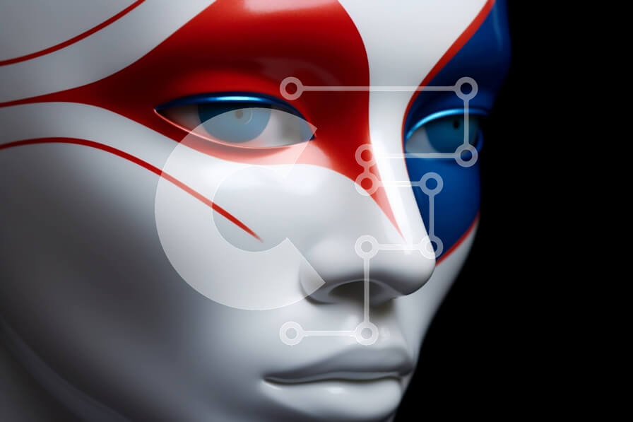 Intra Συλλεκτικό Ξύλινο Παζλ Plywood  4mm - Αφηρημένο μανεκέν με πατριωτική βαφή προσώπου Σε Ξύλινο Κουτί - Διαστάσεις Puzzle: 10x10 cm – 25 κομμάτια