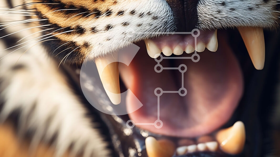 Intra Συλλεκτικό Ξύλινο Παζλ Plywood  4mm - Κοντινό πλάνο του θυμωμένου τίγρη με το ανοιχτό στόμα και τα εκτεθειμένα δόντια Σε Ξύλινο Κουτί - Διαστάσεις: 10x10 cm – 25 κομμάτια