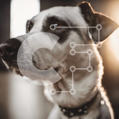 Intra Συλλεκτικό Ξύλινο Παζλ Plywood 4mm - Μαύρο και άσπρο σκυλί που κοιτάζει ψηλά στην κάμερα Σε Ξύλινο Κουτί - Διαστάσεις: 10x10 cm – 25 κομμάτια - Image 1